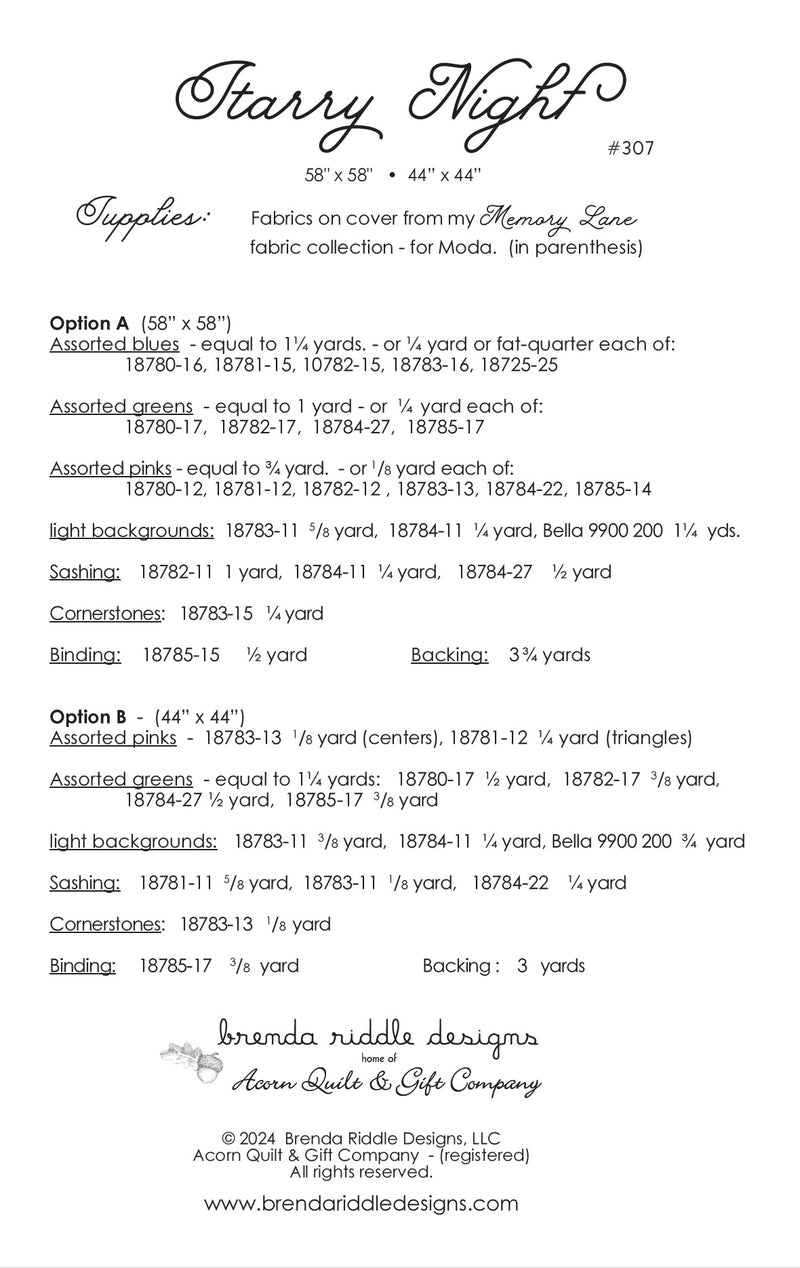 Starry Night - PDF pattern