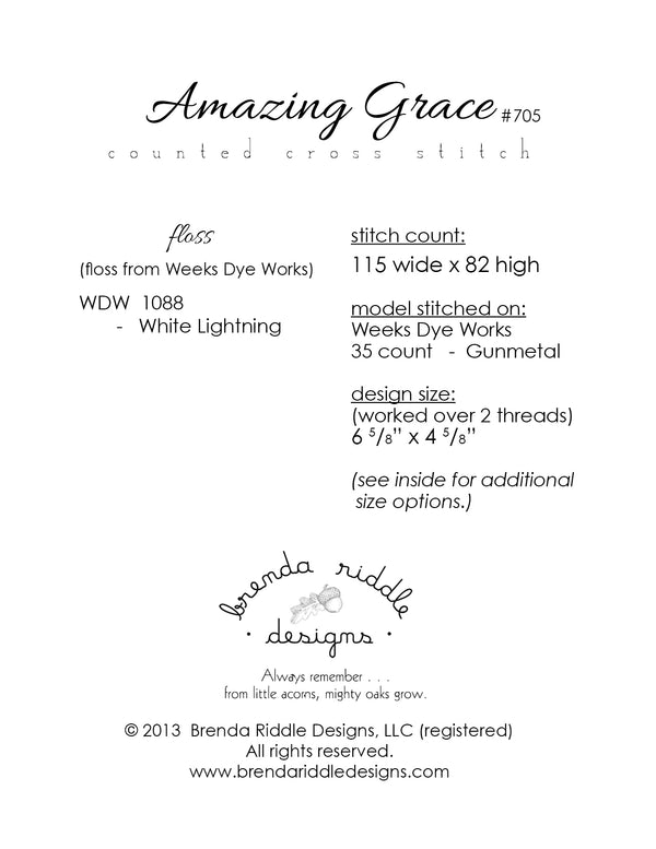 Amazing Grace - cross stitch PDF chart