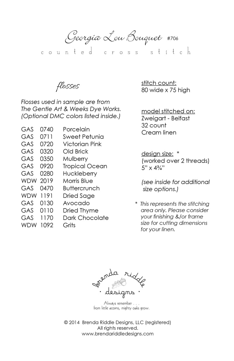 Georgia Lou Bouquet - cross-stitch paper chart