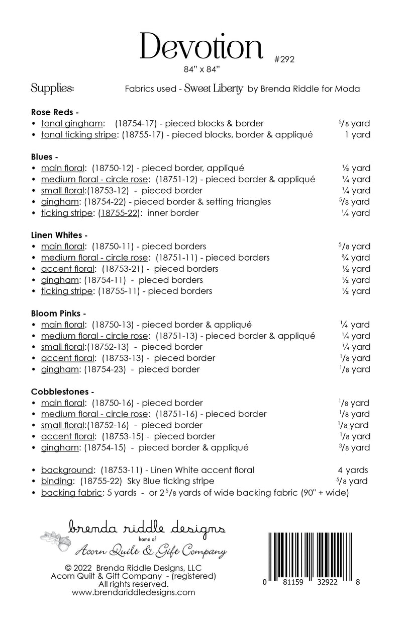 Devotion - paper pattern – brenda riddle designs