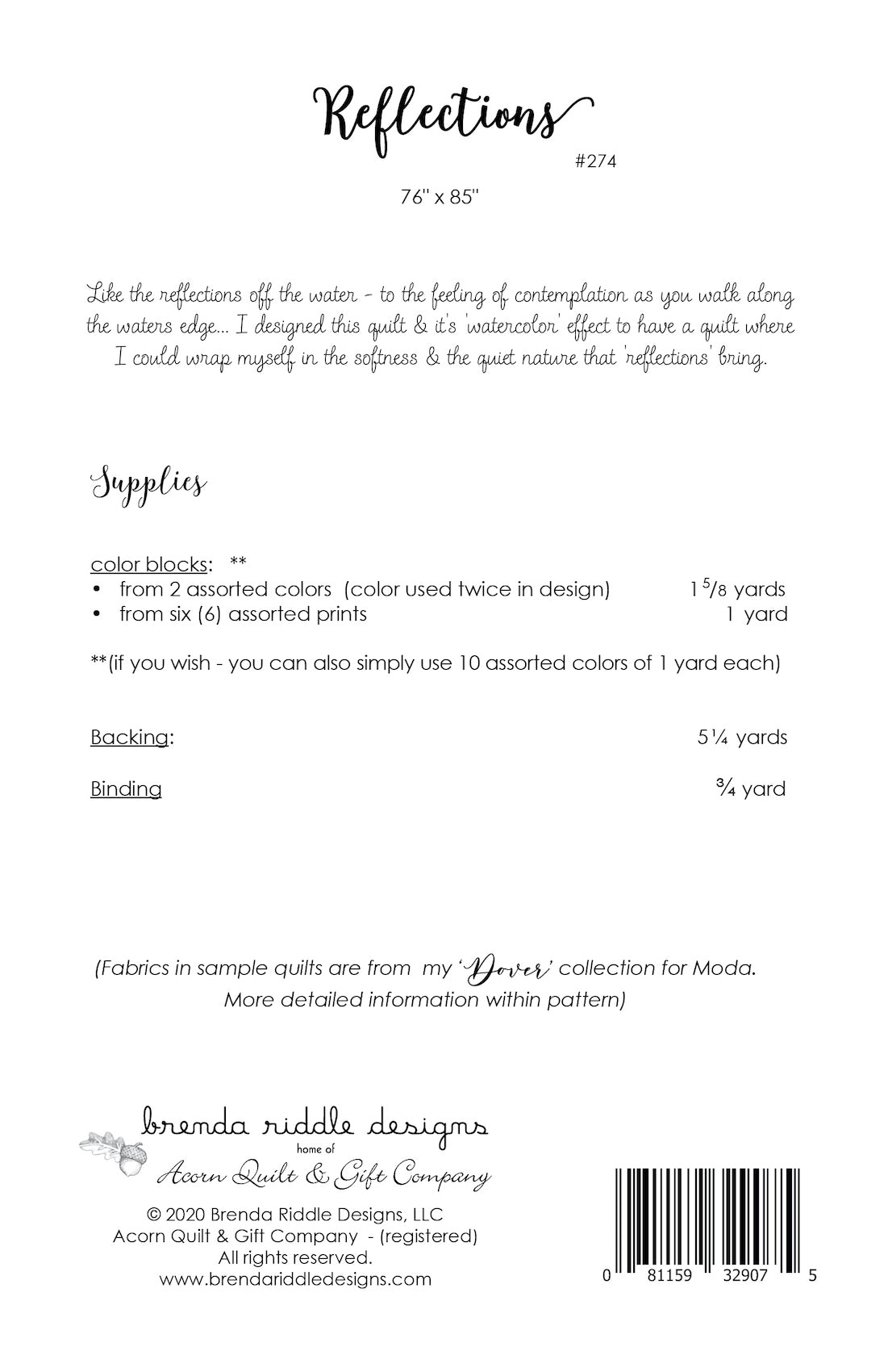 Reflections - PDF pattern – brenda riddle designs